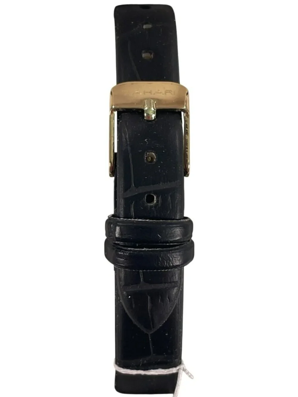 Tahari Gold-Tone Square Face Watch Black Leather Strap Women's TAH3281NX NEW